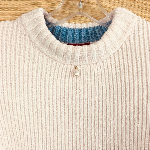 STAUD Short Sleeves Pearl Embellished Mock Neck As Seen On TV Sweater Size L - Picture 5 of 11